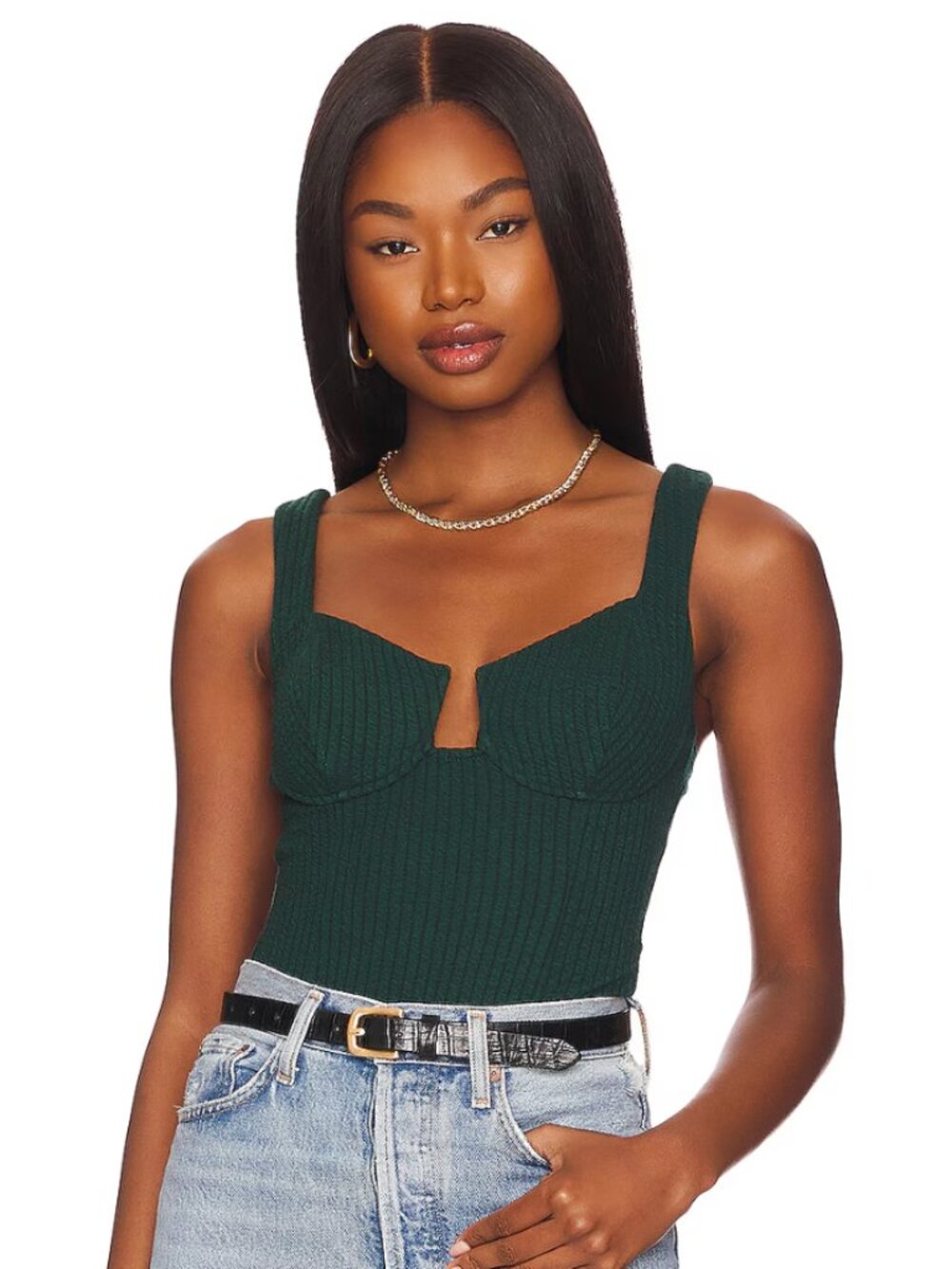ASTR the Label Aria Bodysuit Hunter Green Size XS